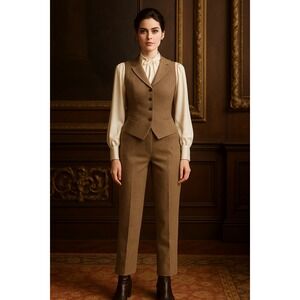 Orvis Women Pants Herringbone SZ 12P 80% Wool Lined Quality Winter Career Thick